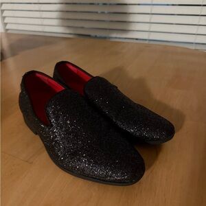 Elegant Black Glitter Loafers